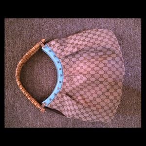 Gucci blue and bamboo purse