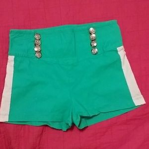 Teal high rise shorts