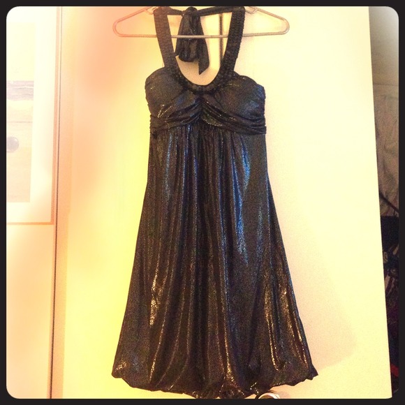Metallic halter style dress.