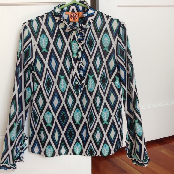 Tory Burch tunic. Navy + fun fish!