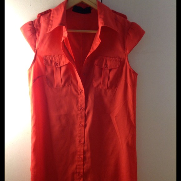 Bright pink+orange color dress. See through dress!