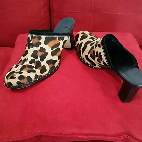 Cole Haan Leopard Print Calf Hair Mules