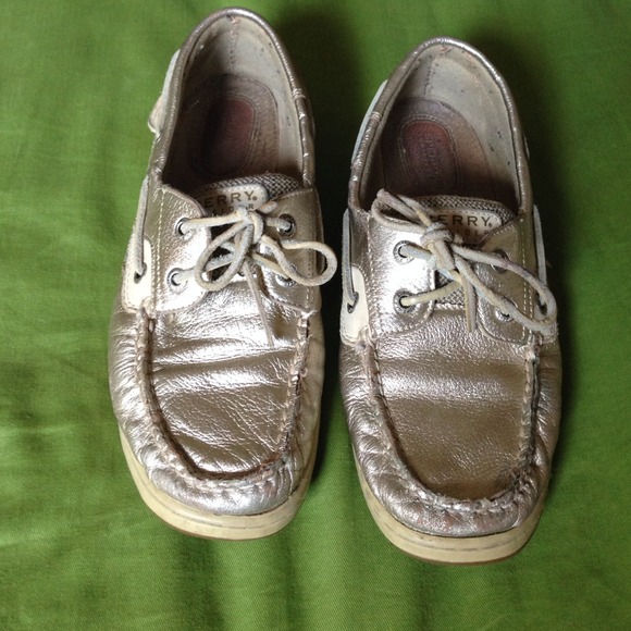 Gold sperry top-siders