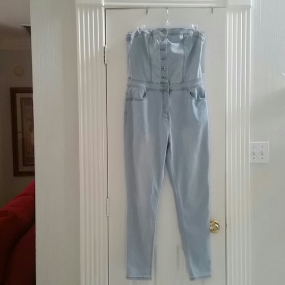 Light blue denim jumpsuit