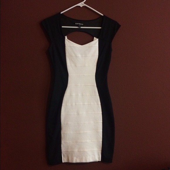 White and black express dress