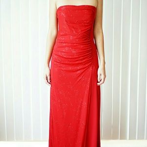 Formal Floor Length Strapless Red Dress