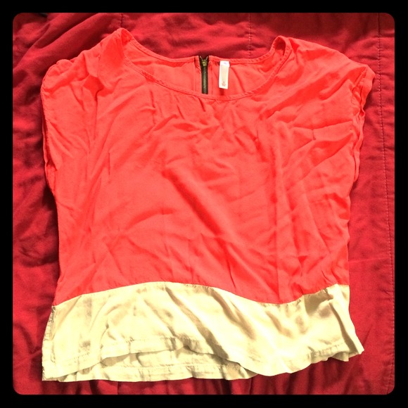 Loose fitting orange & beige shirt