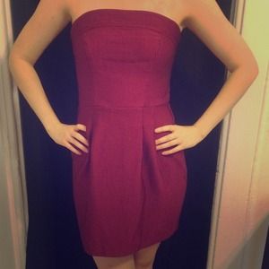 Magenta embroidered, sleeveless dress