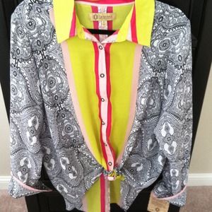 BUNDLE:sheer button down, gray blazer & blue tank