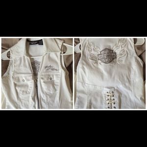 White Harley Davidson corset vest