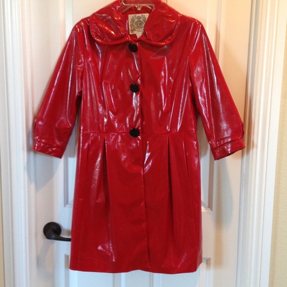 Red Patent Raincoat