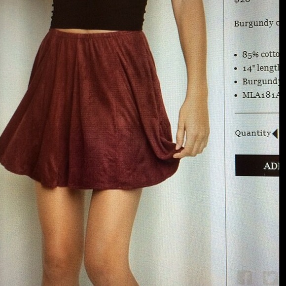 Brandy Melville velvet red skirt