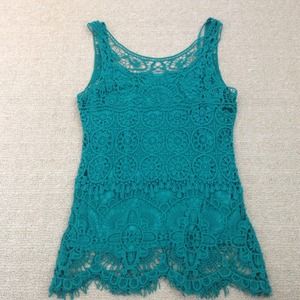 Lace teal top