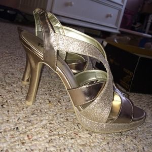 Gold Strappy Pumps