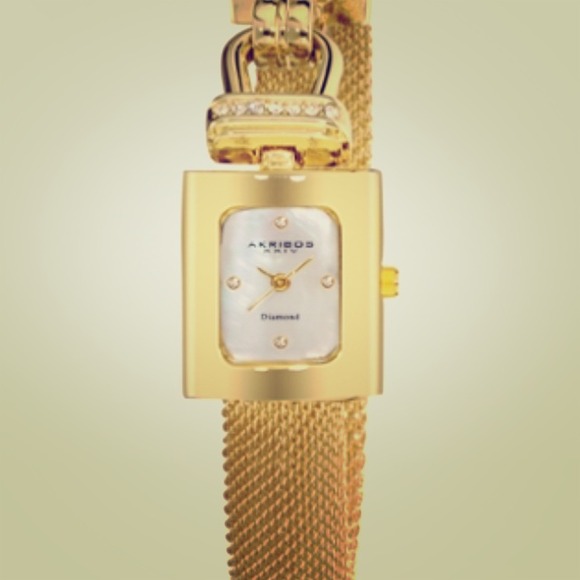 Rectangle yellow gold watch