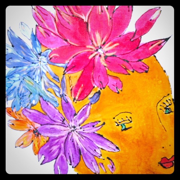 1 of a kind, hand painted  women's handkerchief