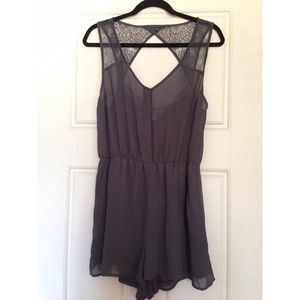 H&M lace romper in gray