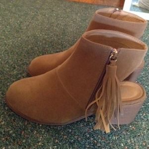 Open heel suede wedge booties from pacsun