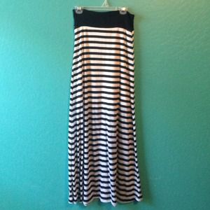 Black and white striped maxi skirt!