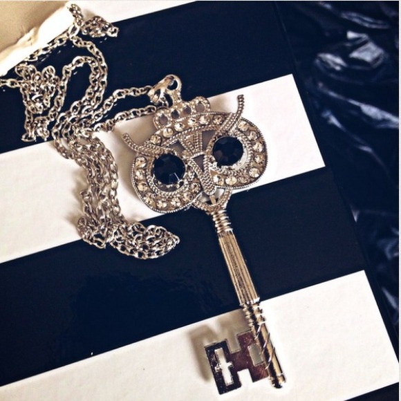 Jewelry - Silver Vintage Owl Key Necklace
