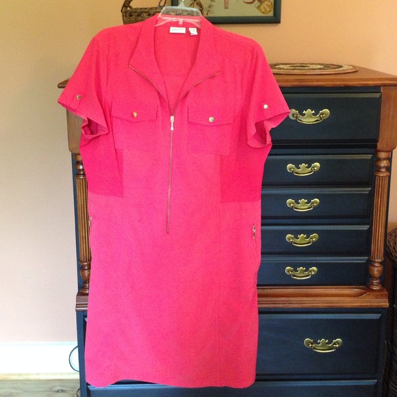 Coral color dress. Chico's Zenergy