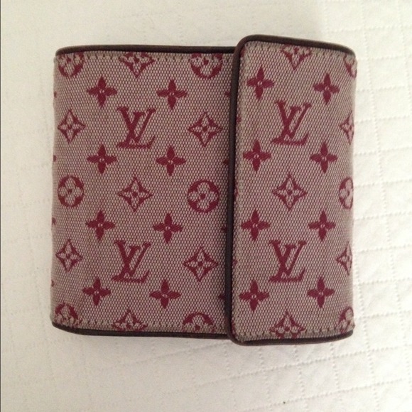 💯Auth Louis Vuitton Red Mono Min Lin Wallet