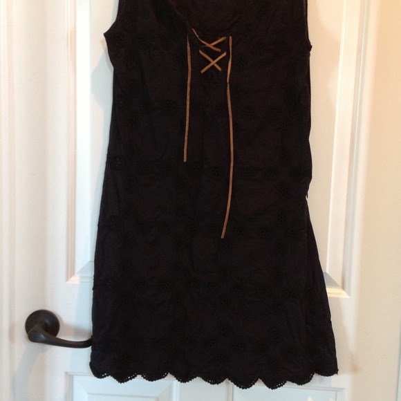 Black eyelet cotton cover up