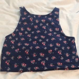Navy blue floral crop top from F21