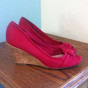 Cute red wedge heels