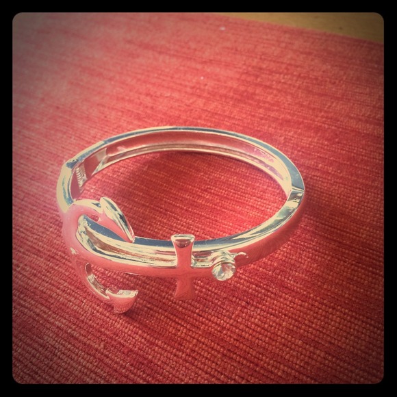 Silver anchor bangle