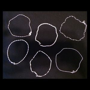 Set of 6 Sterling Silver Anklets