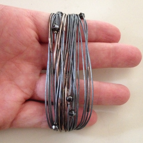 S leather and silver bracelet plus earrings