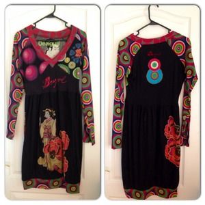 Desigual dress- black and multi color- long sleeve