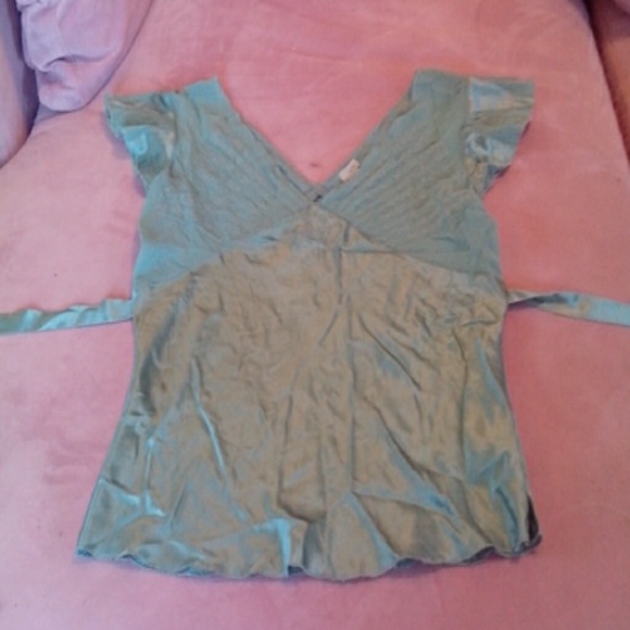 Turquoise blue 100% silk top