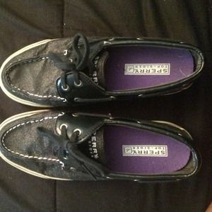 Sperry top-sider black sequin sneaker white sole