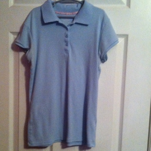 Baby blue polo top short sleeve tops