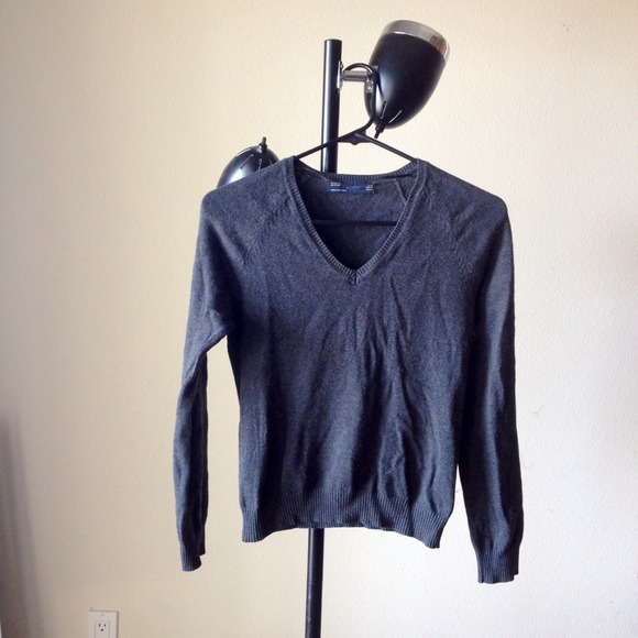 Zara Sweaters - V-neck charcoal grey long sleeve sweater.