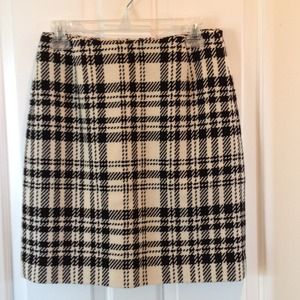 Black & Cream Herringbone Wool Skirt