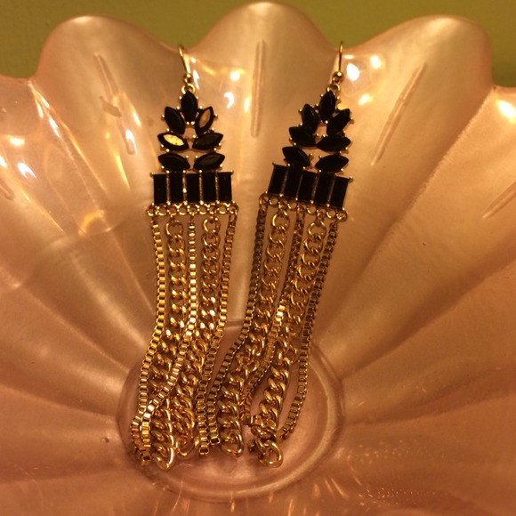Black & Gold Dangle Earrings