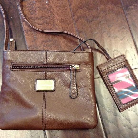 Etienne Aigner crossbody purse in deep brown.