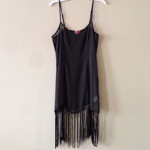 fringe slip dress