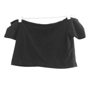 Black Off Shoulder Crop Tee