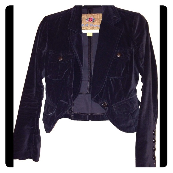 Black velvet jacket with large buttons
