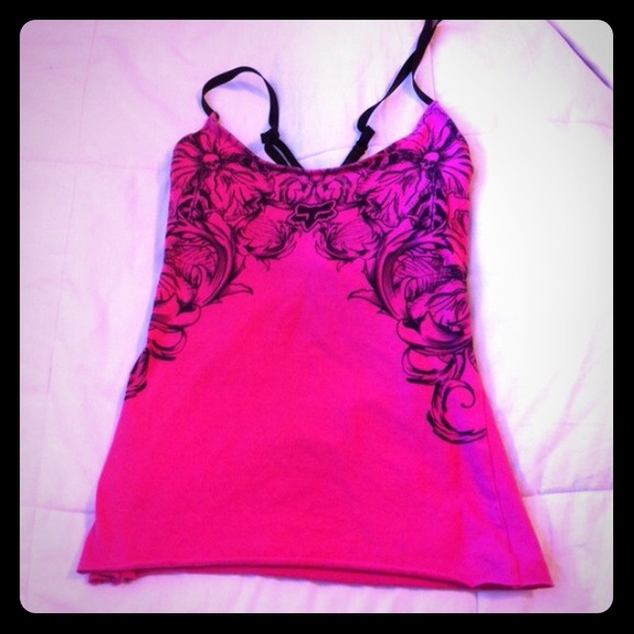 Pink fox rider racer back tank top