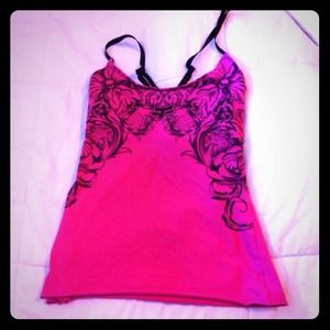 Pink fox rider racer back tank top