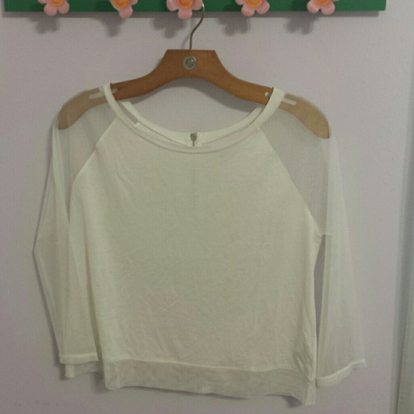 American Eagle Outfitters Tops - White Mesh Quater Sleeve AE Top