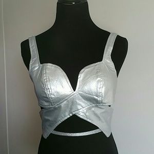 Silver Butterfly crop top