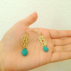Turquoise and gold earrings
