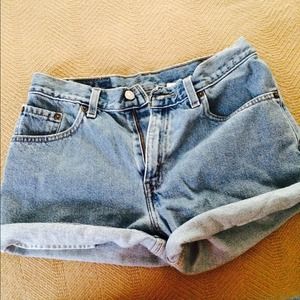 High waist blue jean shorts