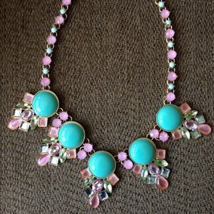 Pretty pink & turquoise statement necklace